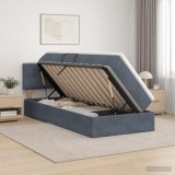 Cumpara ieftin Pat cu storage cu headboard Gri inchis 90 x 190 cm Catifea