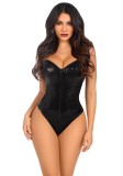 Body Sequin Boned Crotch Leg Avenue - Negru