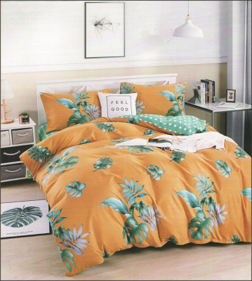Lenjerie de pat pentru o persoana cu husa elastic pat si 2 fete perna dreptunghiulara, Corisande, bumbac mercerizat, multicolor foto