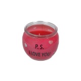 Lumanare parfumata in pahar cu mesaj I Love You, 6.5x6.8 cm, ATU-085779, Oem