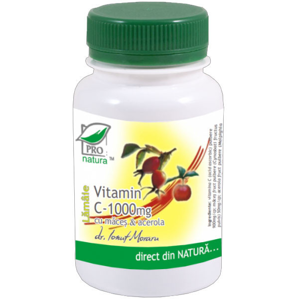 Vitamina C 1000mg Maces si Acerola cu Aroma Portocale 100cps Medica