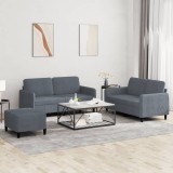 vidaXL Set de canapele, 3 piese, gri &icirc;nchis, catifea