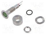 Lampă LED plată verde 3,2VDC &Oslash;6,1mm IP67 MARL
