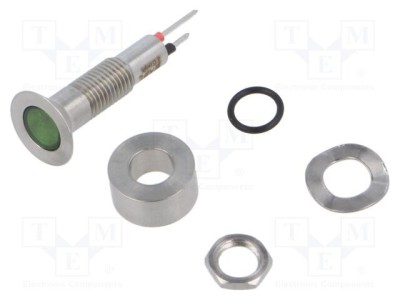 Lampă LED plată verde 3,2VDC &amp;Oslash;6,1mm IP67 MARL foto