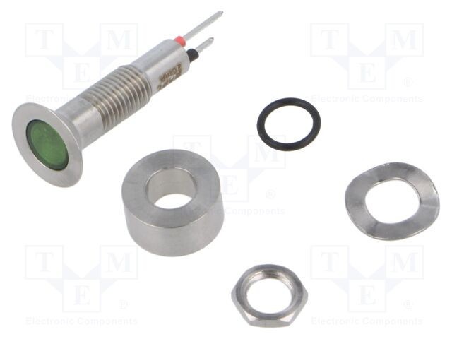 Lampă LED plată verde 3,2VDC &Oslash;6,1mm IP67 MARL