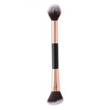 Pensulă Machiaj, Model 2505D, Cu Două Capete Oval și Oblic, Negru Roz Auriu, 20 cm, Oem