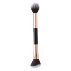 Pensulă Machiaj, Model 2505D, Cu Două Capete Oval și Oblic, Negru Roz Auriu, 20 cm