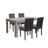 Set de masă Leon 4+1 stejar York-negru