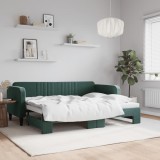 vidaXL Pat de zi cu extensie, verde &icirc;nchis, 80x200 cm, catifea
