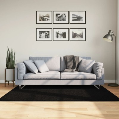 Covor HUARTE, fir scurt, moale și lavabil, negru, 120x170 cm foto