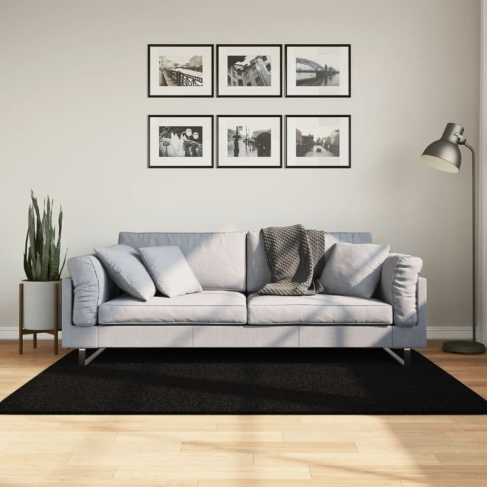 Covor HUARTE, fir scurt, moale și lavabil, negru, 120x170 cm