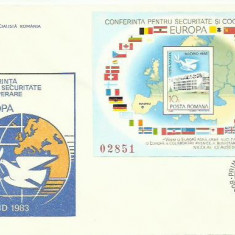 Romania 1983 - FDC colita nedantelata CSCE Madrid - LP 1086