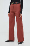 Weekend Max Mara pantaloni de l&acirc;nă culoarea roșu, evazați, high waist 2415130000000