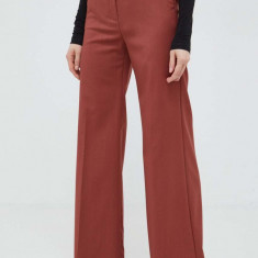 Weekend Max Mara pantaloni de lână culoarea roșu, evazați, high waist 2415130000000