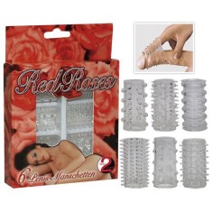 Red Roses - Set de 6 Manșoane pentru Penis cu Striații Stimulatoare