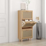 Pantofar, maro, 52x25x115 cm, lemn prelucrat și ratan natural