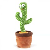 Cactus Dansator Verde, Jucarie Interactiva cu Muzica si Lumini, USB, 34 cm, Copii 3+ ani