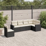vidaXL Set mobilier de grădină cu perne, 6 piese, negru, poliratan 3251363