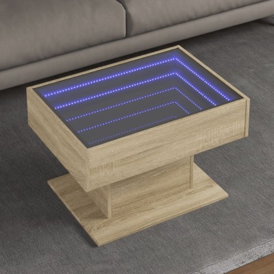 vidaXL Măsuță de cafea cu LED stejar sonoma 70x50x45 cm lemn prelucrat foto