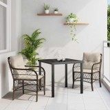 vidaXL Set de masă pentru grădină cu pernă 3 pcs Maro Rattan poli 3380211