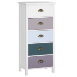 HOMCOM Comodă pentru Dormitor cu 5 Sertare Colorate, cu M&acirc;nere Metalice, 45x30x95.4 cm, Multicolor | Aosom Romania