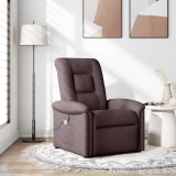 vidaXL Fotoliu de masaj rabatabil, maro &icirc;nchis, material textil