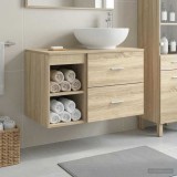 Cumpara ieftin Set dulap baie 2 buc. Stejar Sonoma 79,5 x 44,5 x 80 cm