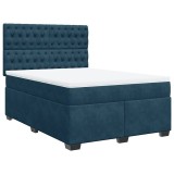 Cumpara ieftin Pat box spring cu saltea, albastru, 140x200 cm, catifea