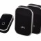 Sonerie fara fir 1 transmitator - comutator cu baterie 12V (1 buton) si 2 receptoare negre ( 2 sonerii) la priza , IP44