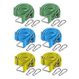 Set 6 Corzi elastice plate reglabile Navaris, cu carabiniere pentru camping, 57645.02