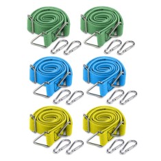 Set 6 Corzi elastice plate reglabile Navaris, cu carabiniere pentru camping, 57645.02