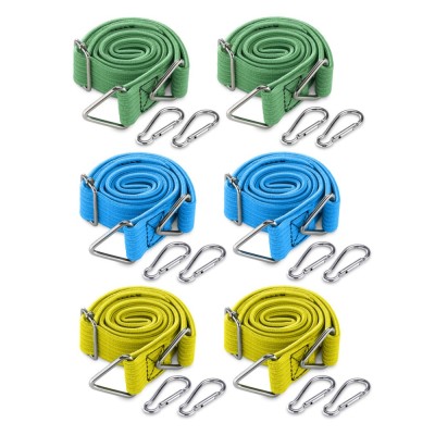 Set 6 Corzi elastice plate reglabile Navaris, cu carabiniere pentru camping, 57645.02 foto