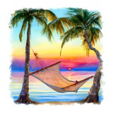 Cumpara ieftin Sticker decorativ, Plaja, Portocaliu, 55 cm, 9592ST, Oem
