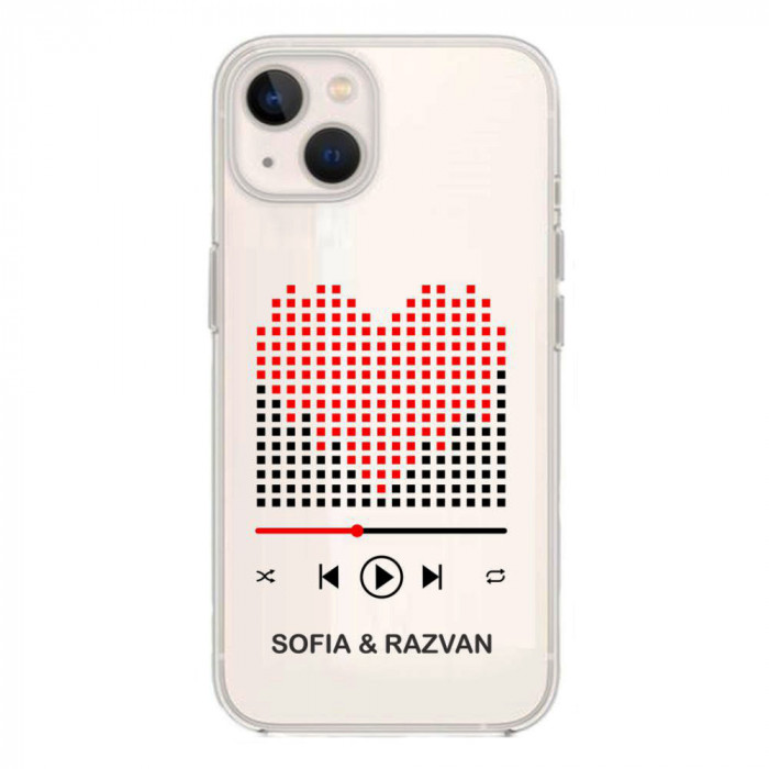 Husa Apple iPhone 14 Plus Silicon Gel Tpu Model Love Muzica Inima cu Numele Vostru