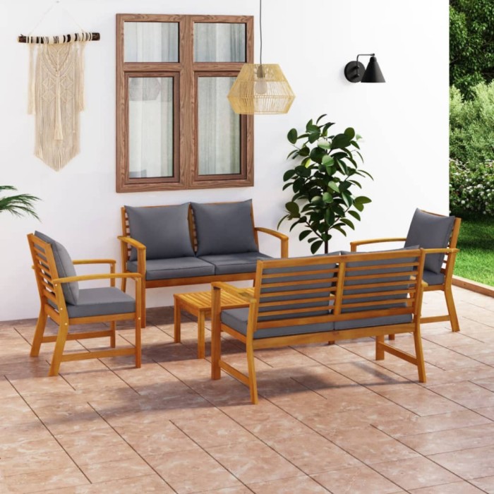 Gossi set mobilier de gradina cu perne, 5 piese, lemn masiv acacia