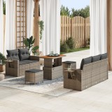 Set de Sofa de Grădină vidaXL cu Perne Gri Poli Ratan Acacia