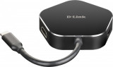 HUB extern D-LINK, porturi USB 3.0 x 2, HDMI x 1, USB Type C x 1, conectare