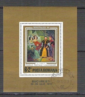 Romania 1973 Expo Socfilex III, perf. sheet, used Z.004 foto