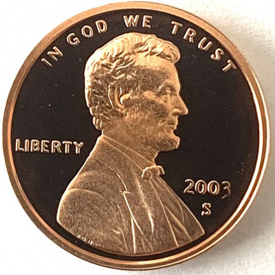 AMERICA 1 CENT 2003 PROOF LITERA S.( Memorialul Lincoln) foto