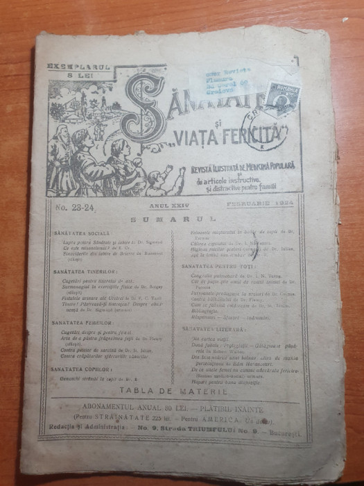 sanatatea si viata fericita februarie 1924 -sanatatea copiilor,femeilor,sociala