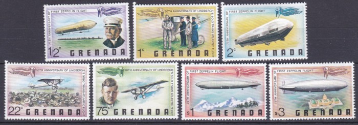 DB1 Aniversari Aviatie Lindbergh Avioane Zeppelin 1978 Grenada 6 v. MNH
