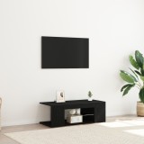 Cabina TV vidaXL cu lumini LED, Stejar Negru, 90x39x30 cm, Lemn prelucrat