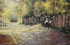 Tablou fete la poarta nesemnat., Peisaje, Ulei, Realism