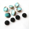 Lot doua seturi nasturi retro vintage dama fashion design turcoaz auriu sidef