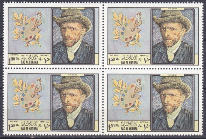 DB1 Ras al Khaima Pictura van Gogh bloc de 4 MNH