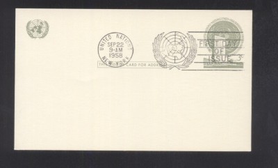 UN New York 1958 Definitives Postcard unused FDC UN.257 foto