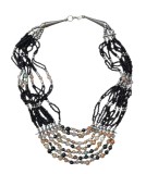 COLIER DAMĂ VINTAGE STATEMENT CU AGATE SI MARGELE DE NISIP