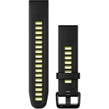 Curea ceas smartwatch Garmin, 20mm, QuickFit, Silicon, Black/Electric Lime