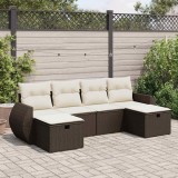 VidaXL Set canapele de grădină cu perne, 6 piese, maro, poliratan