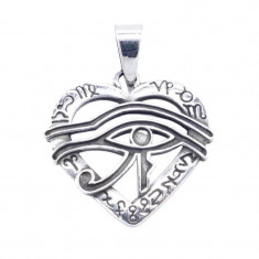 Pandantiv argint inima cu Ochiul lui Horus foto